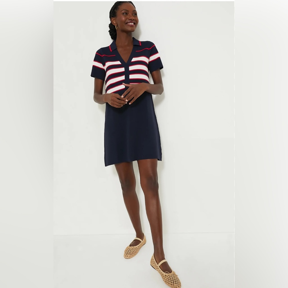 NWT Tuckernuck Navy and White Wright Polo Dress Nautical Preppy Tennis Sz XXXL